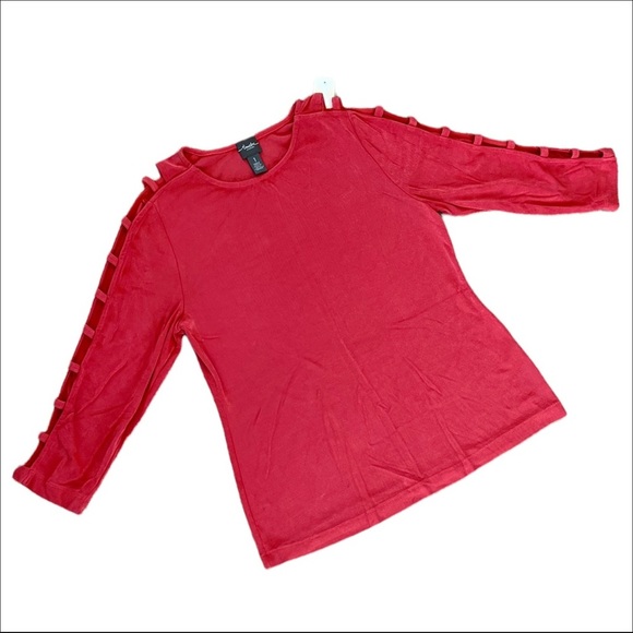 TRAVELER'S by CHICO'S Orange Pullover Sleeve Cut Outs Chico'2 Size 1 or US 8 - Picture 2 of 5